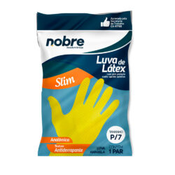 Luva de Borracha/Látex Slim - Amarela - P - Nobre